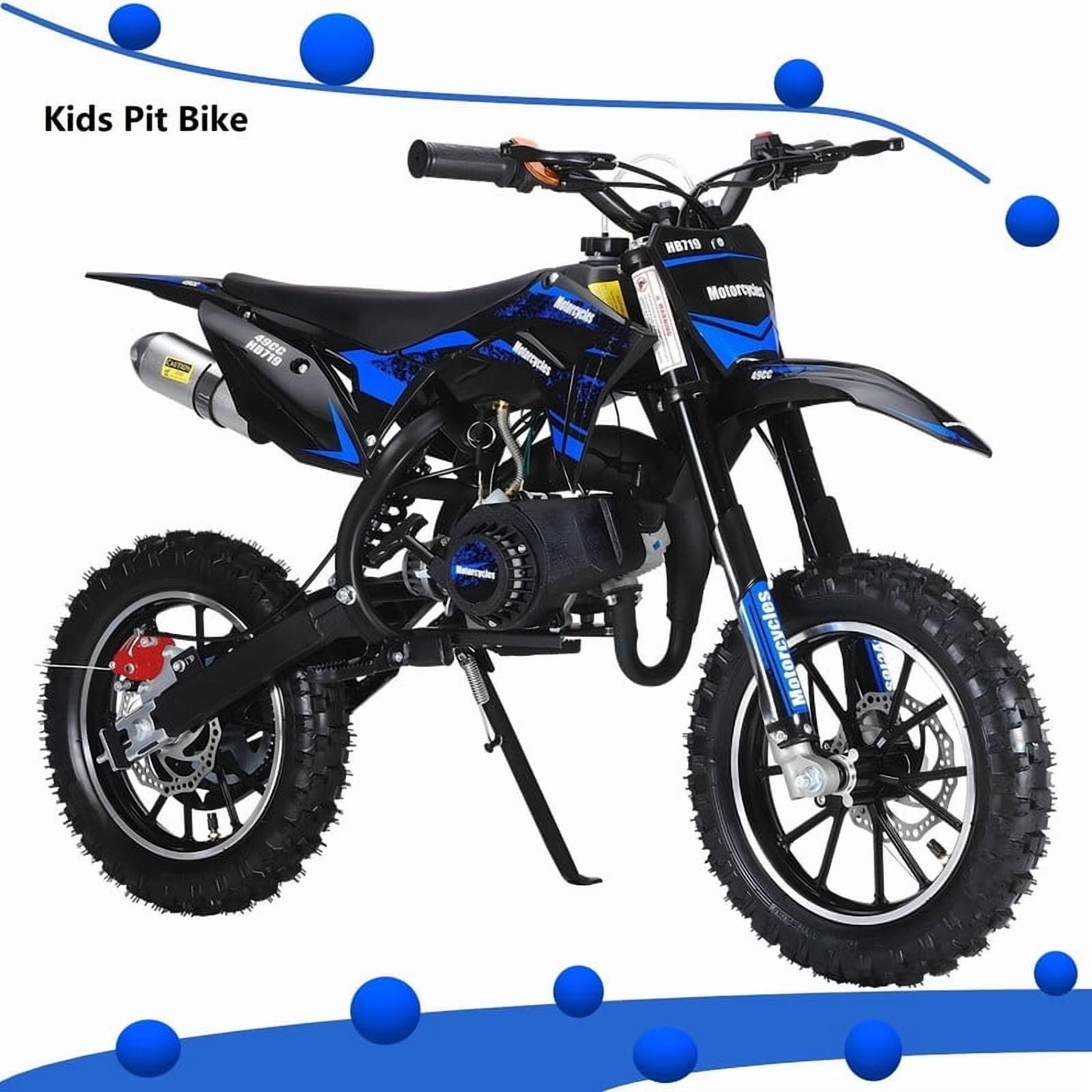 AurumEdge 49CC Kids Dirt Bike,2-Stroke Gas Powered Mini Dirt Bike Pit Bike for Kids Up to 25 MPH Off-Road Motorcycle Disc Brakes 330LBS Max Load Pull Start Gift for Boys Girls Youth 7-12 (Blue)