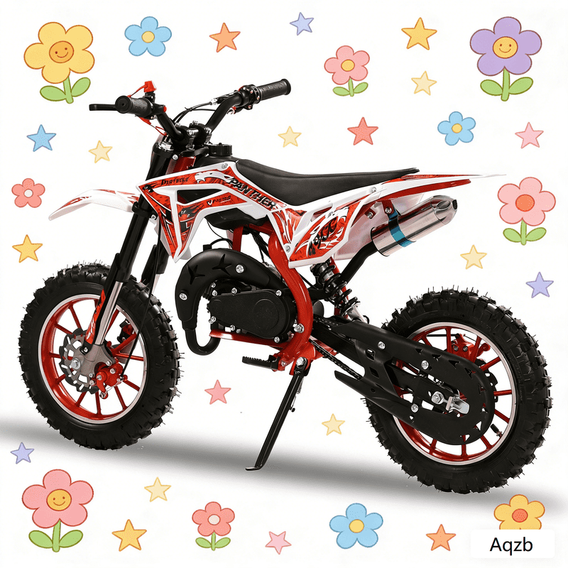 AurumEdge 49cc 2-Stroke Kids Dirt Bike | 330LBS Heavy Duty Gas Motorcycle w/Front and Rear Disc Brakes&Shock Absorption Springs | 24MPH Off-Road Beast | High Carbon Steel