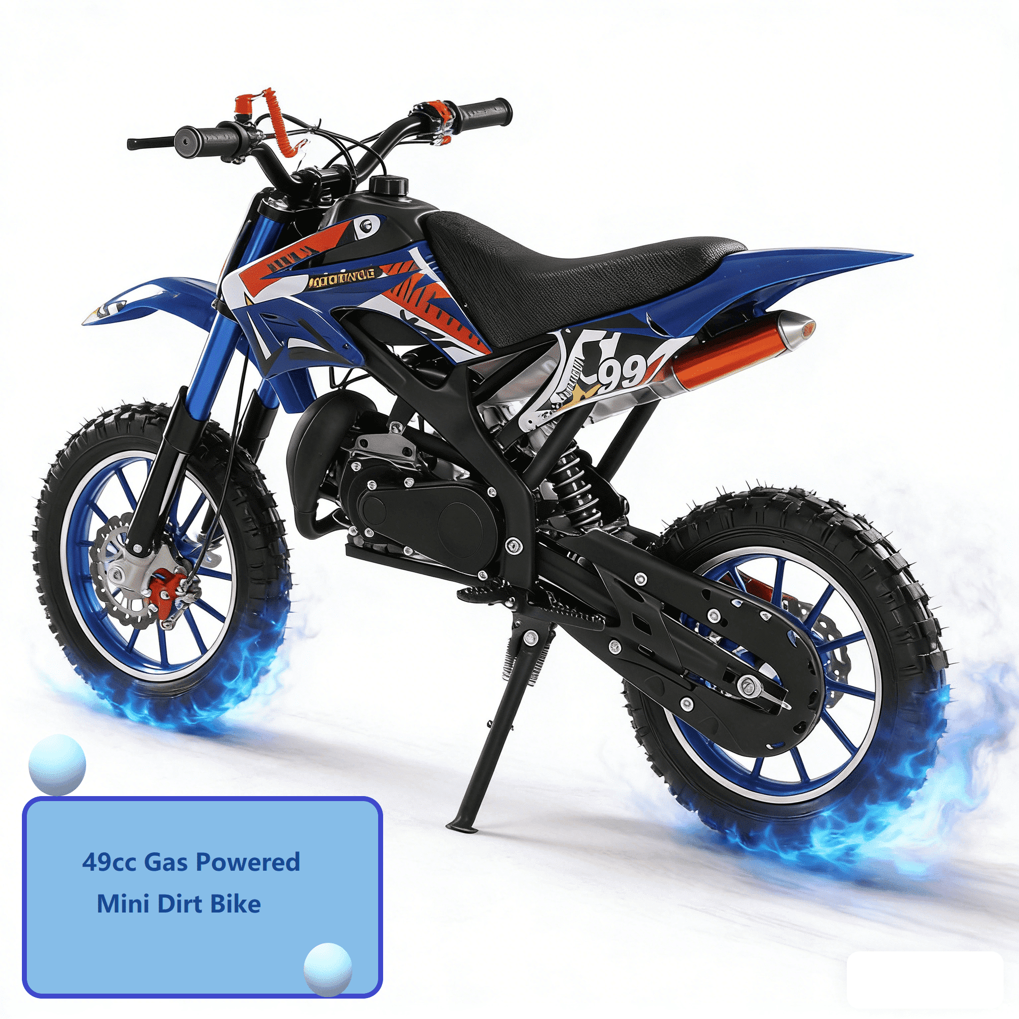 AurumEdge 49cc 2-Stroke Kids Dirt Bike,Gas Power Motocross,Pocket Motorbike with Front Rear Disc Brakes,Mini Motorcycle Gas Powered Off Road Trail Bike with Speeds up to 40KM/H Blue