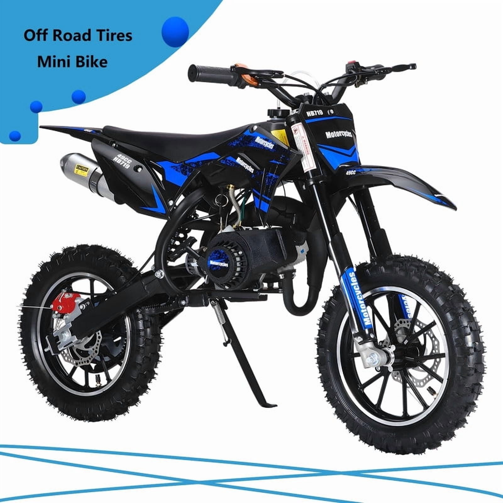 AurumEdge 49cc 2-Stroke Kids Dirt Bike,Gas Powered Motorcycle for Kids, Off-Rode Tire, Front Rear Disc Brakes Motocross,Up to 25 Mph Pit Bike,Shock Absorption Pocket Motorbike (Blue)