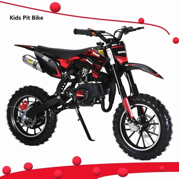 AurumEdge 49cc 2-Stroke Kids Mini Dirt Bike, Gas Powered Dirt Bike, Speeds up to 25MPH, Mini Motorcycle Pit Bike, Mini Dirtbike for Kids, Ideal Gifts for Children (Red)