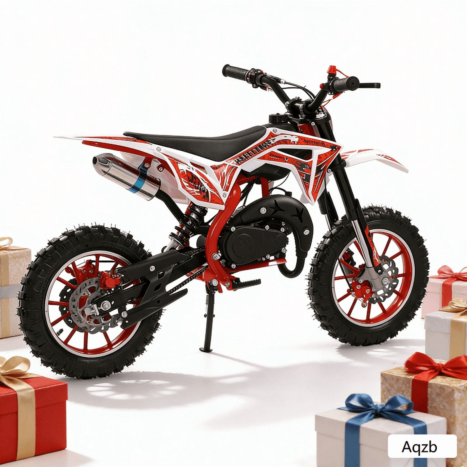 AurumEdge 49cc Dirt Bike for Kids, 2-Stroke Mini Bike Gas Powered Off Road Motorbike Motorcycle Motorcross with Speeds up to 40KM/H for Uphill and Off-Road for Youth Riders, Support 330IBS Red