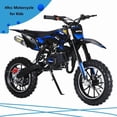 thumbnail image 1 of AurumEdge 49cc Gas Powered Kids Motorcycle 2 Stroke, Gas Powered Dirt Bike, Speeds up to 25MPH, Front Rear Disc Brakes, Mini Dirtbike for Kids, Ideal Gifes for Children, Blue, 1 of 7