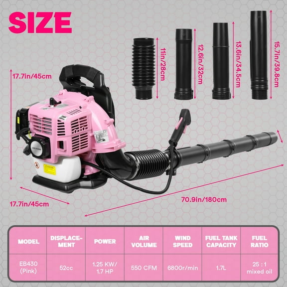 AurumEdge 52CC Backpack Gas Leaf Blower 2-Stroke 550 CFM Powerful Leaf Blower for Garden Lawn Care Yard Dust Debris Tools