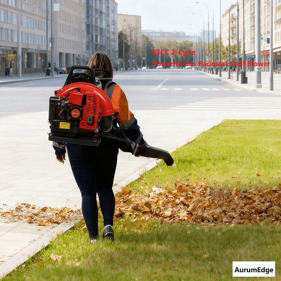 AurumEdge 63CC 2-Cycle Gas Backpack Leaf Blower 665CFM Gasoline Powered blowers for Lawn Care Yard Snow