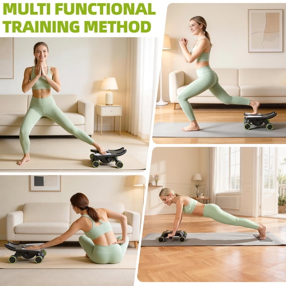 AurumEdge Ab Roller Board with 4 Wheels for Core Workout, Ab Exercise Equipment, Abdominal Exerciser, Fitness Rolling Board with Knee Pad, Mini Pilates Reformer Equipment