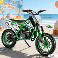 thumbnail image 1 of AurumEdge Easy to Start | 49cc Kids Dirt Bike 2 Stroke - Mini Gas Motorcycles - Gas Power Small Dirtbikes - Front Rear Disc Brakes - Shock Absorption Springs Green, 1 of 7