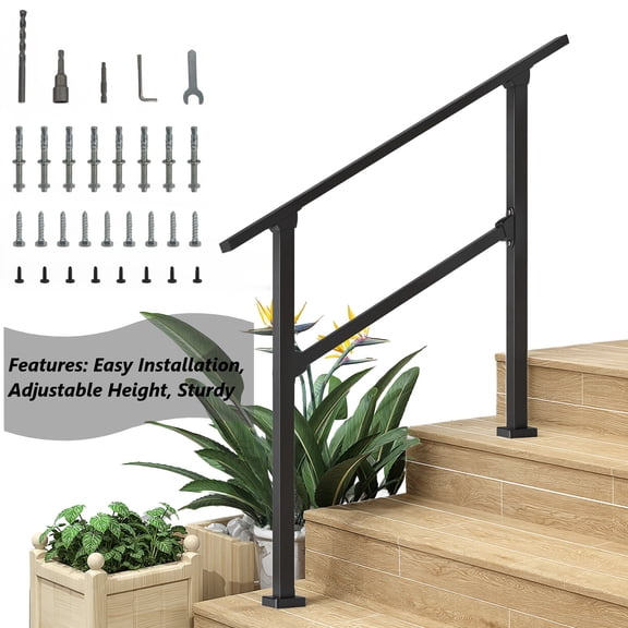 AurumEdge Fence & Rail Handrails for Outdoor Steps & Indoor Stair Railing Kit,Adjustable 40" x 36" Stair Railing Kit Fits 1 to 3 Steps for Porch & Deck