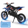 thumbnail image 1 of AurumEdge Kids Dirt Bike, 49cc 2-Stroke Mini Bike Gas Powered Off Road Bike with Strong Dual Front and Rear disc Brake, Speeds up to 40KM/H (Blue), 1 of 7