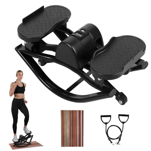 AurumEdge Rock Stepper, Rock Stepper Side to Side, Low-Shock Lateral Rocking Fitness Stepper, Workout Exercise Equipment with LCD Monitor and Resistance Bands for Legs Clearance Rocking Stepper