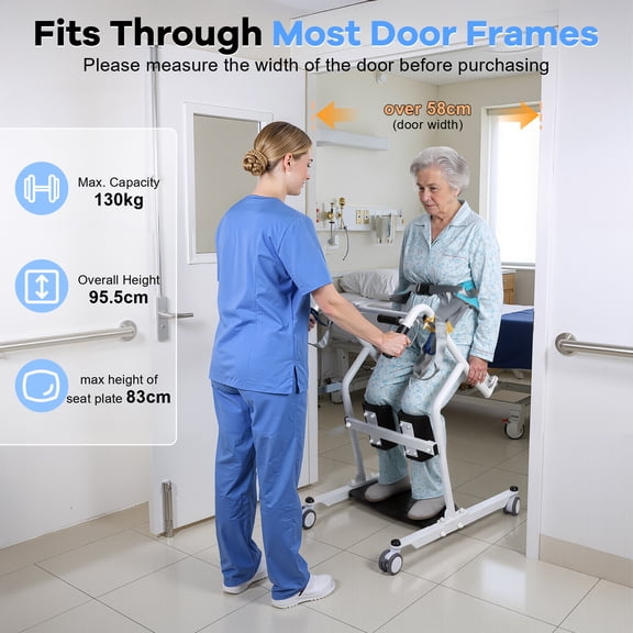 AurumEdge Sit to Stand Lift, One-Step Stand Assist Lift for Elderly, Patient Lift Chair Transport Unit with Wheels, Fall Prevention Stand Assist Transfer Lifter for Elderly, Adults, Disabled