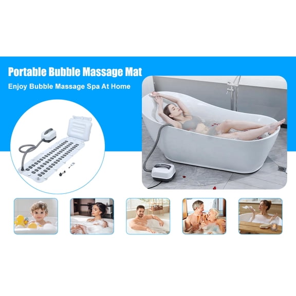 AurumEdge Spa Bubble Bath Massager, Bathtub Bubble Mat with Remote Control & Pillow