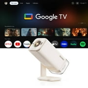 Aurzen BOOM air Google TV Projector with WiFi and Bluetooth, Portable Smart Projector for Home & Outdoor Movie, Real-Time Focus, Adjustable Stand, USB-C Powered, 4K Supported, DoIby Audio, Off-White