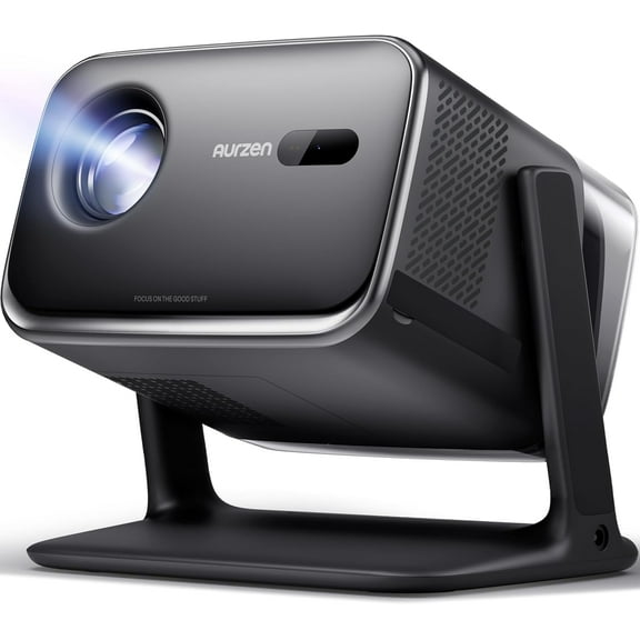 Aurzen Google TV Projector with WiFi and Bluetooth, 4K Supported Portable Proyector with Real-Time Focus & Keystone, DoIby Audio & 20W Speakers, 500 ANSI Lumens, Black