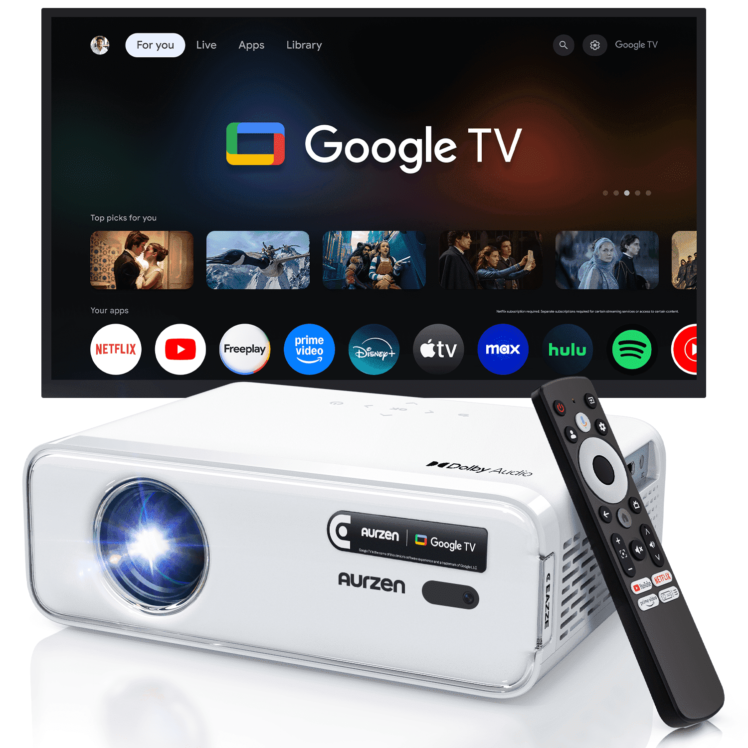 プロジェクターGoogle TV1080P Bluetooth5.3 004 Aurzen Google TV Projector with WiFi & Bluetooth, Auto Focus