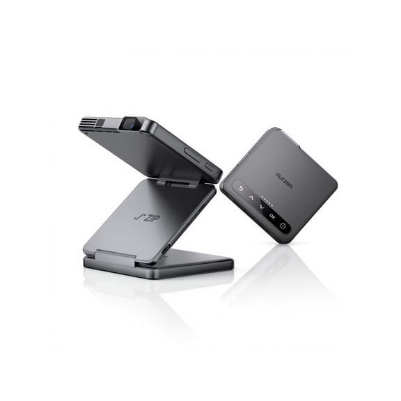 Aurzen ZIP Tri-Fold DLP Ultra-Portable Mini Pocket Projector, Bluetooth 5.4, Screen Mirroring, ToF Zero-Lag Focus, 1.5H Playtime, USB-C Powered, Pico Projector for Travel/Sewing/Art Tracing, Gray
