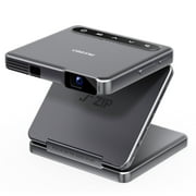 Aurzen ZIP Tri-Fold Portable Mini DLP Projector, Pocket-Sized, Instant Focus, 5H Battery | 5,000mAh Fast Charging, Zero-Lag Screen Mirroring, Full-Screen Display for Indoor/Outdoor Movies,Grey