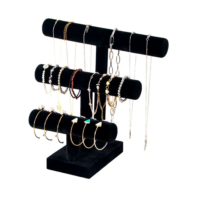 Ausalivan 3 Tier Bracelet Holder,Bracelet Displays for Selling,Black Velvet  Jewelry Holder Stand for Scrunchie Watch Necklace Hair ties. 