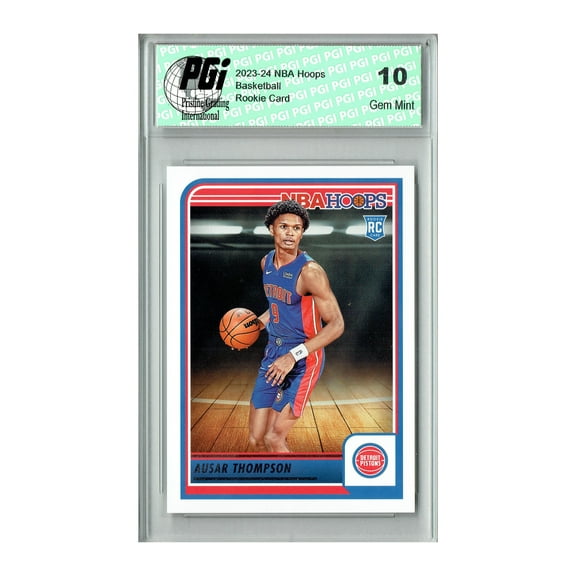 Ausar Thompson 2023-24 NBA Hoops #255 Detroit Pistons Rookie Card PGI 10