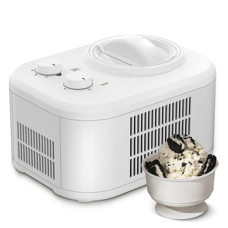 Costway Ice Cream Maker 1.1 QT Automatic Frozen Dessert Machine w/ Spoon  White 
