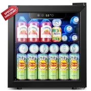 Auseo 1.3 Cu.ft. Mini Beverage Refrigerator Cooler - 55 Can &12 Bottle Mini Fridge with Double Glass Door, for Home/Bar/Office, Electronic Touch Control