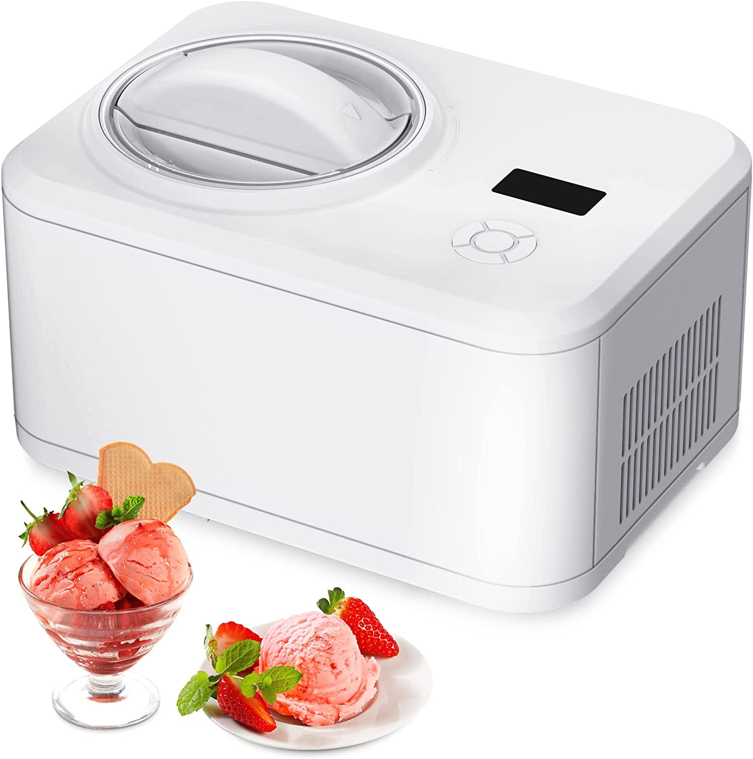 Auseo 1.5qt Ice Cream Maker with Compressor，Electric Automatic Ice
