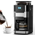 thumbnail image 1 of Auseo 10-Cup Drip Coffee Maker with Grinder, Grind and Brew Coffee Maker, 12-Hour Timer, 3 Brew Strength Options, Touch Screen, 1.5L Water Tank, Black, 1 of 10