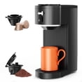 thumbnail image 1 of Auseo Single Serve Coffee Maker, Capsules & Ground Coffee, 6 to 14 oz Brew Sizes, One-Press Fast Brewing, Reusable Filters, Adjustable Funnel Height, for Home/Office/Travel, Black, 1 of 8
