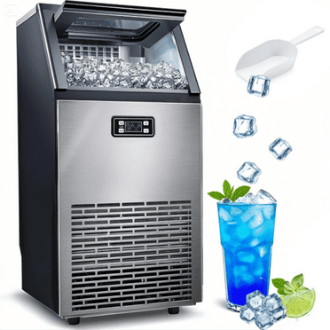 Auseo 100Lbs/24H Commercial Ice Maker Machine, 45 Cubes/Batch in 11Mins, Stainless Steel with Auto Clean, Under Counter for Home/Bar