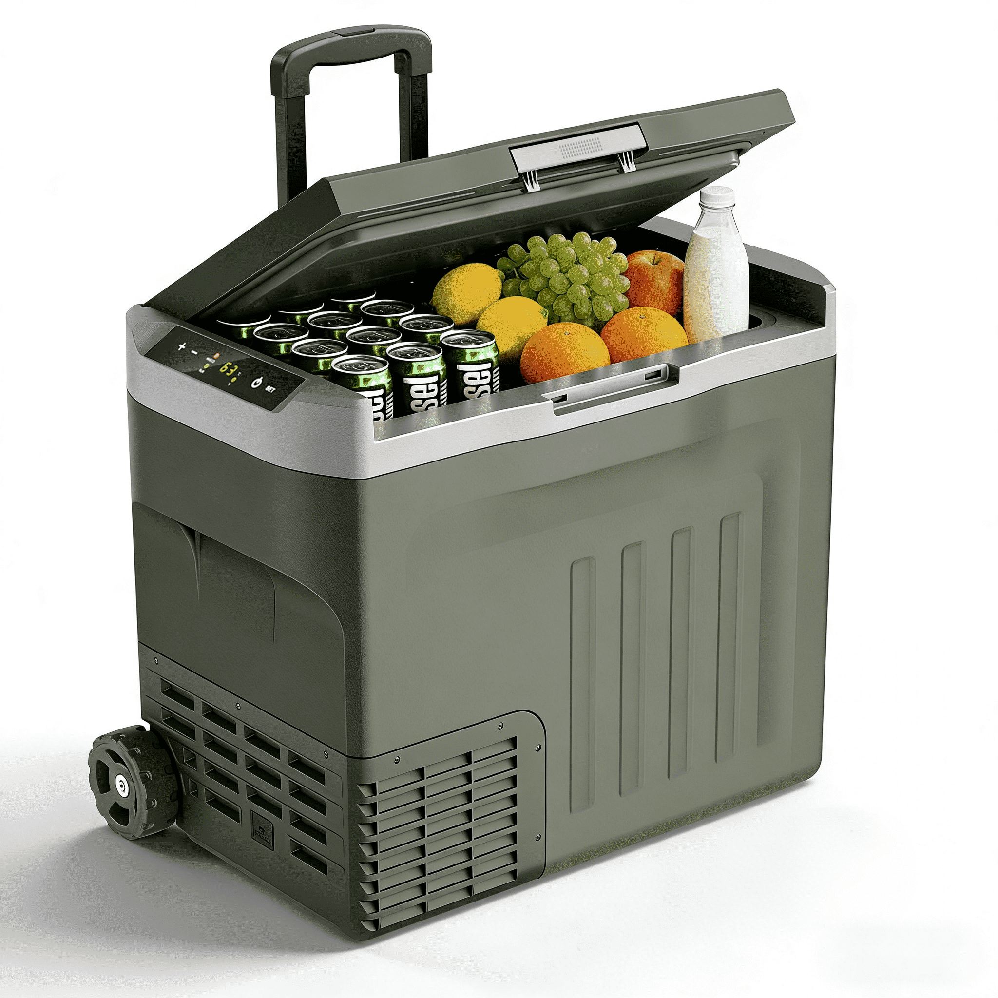 Auseo 42 Quart 12V Portable Car Refrigerator, AC/DC Compressor Fridge & Freezer for RV Truck Camping, Temperature Range -4°F to 68°F, Green