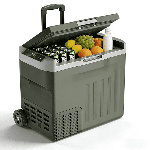 Auseo 42 Quart 12V Portable Car Refrigerator, AC/DC Compressor Fridge & Freezer for RV Truck Camping, Temperature Range -4°F to 68°F, Green