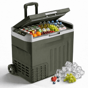 Auseo 42 Quart 12V Portable Car Refrigerator, AC/DC Compressor Fridge & Freezer for RV Truck Camping, Temperature Range -4 F to 68 F, Green