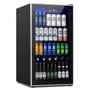 Auseo 126 Can Beverage Refrigerator and Cooler with Glass Door for Home/Office/Bar,19.29 in D, 30.79 in H,Black