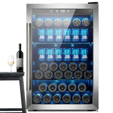 Auseo 150-Can Beverage Refrigerator Cooler, Glass Door with Handle, for Bar/Office/Home/Restaurant