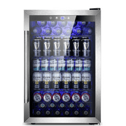 Auseo 180 Can Beverage Refrigerator and Cooler with Stainless steel frame Glass Door & Handle for Home