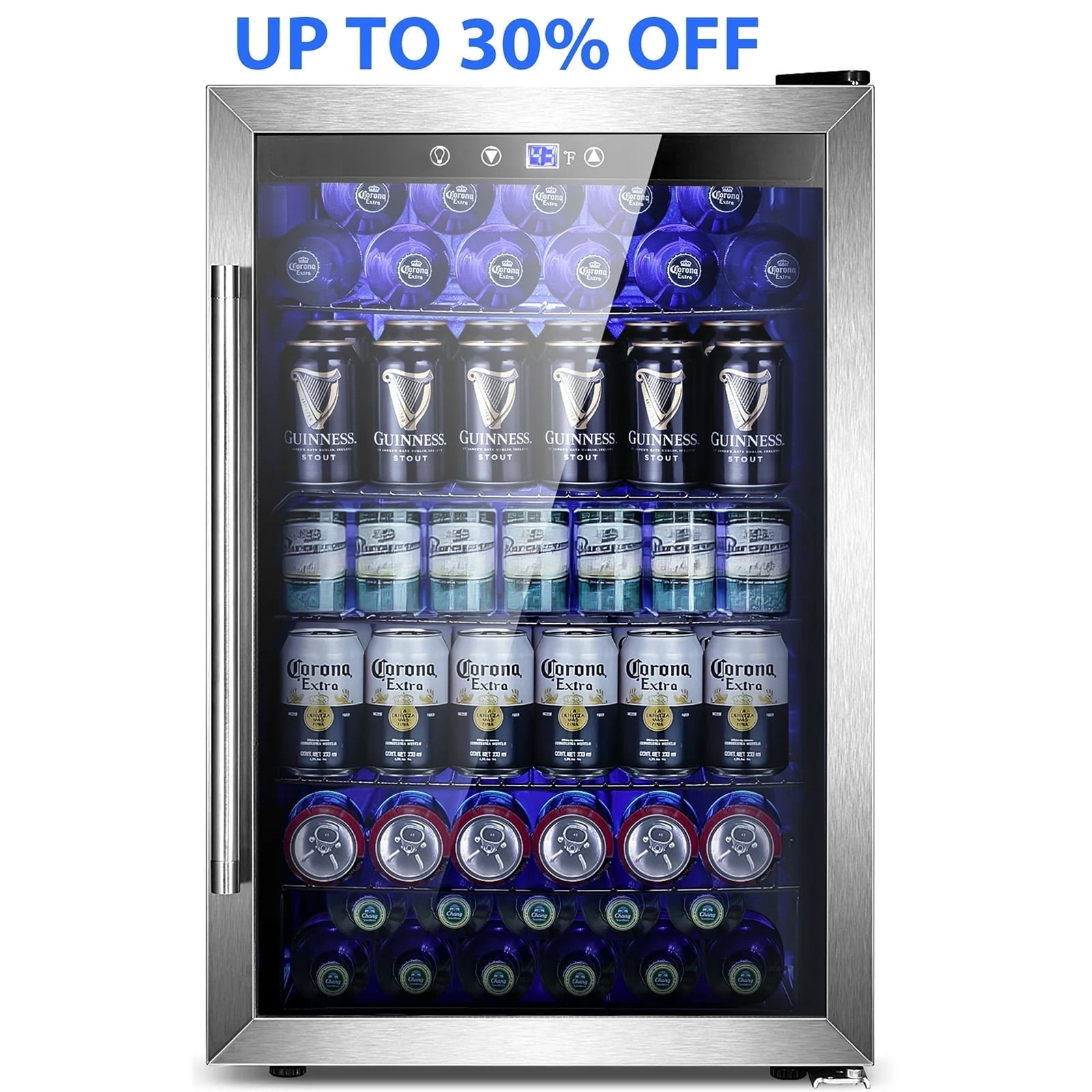 Stainless Steel Freestanding Beverage Refrigerator with Glass Door