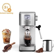 Auseo 20 Bar Espresso Machines with Milk Frother Steam Wand, Espresso Coffee maker with Visual Pressure Gauge, Ground Coffee & Capsule, Espresso/Cappuccino/Latte/Mocha for Home