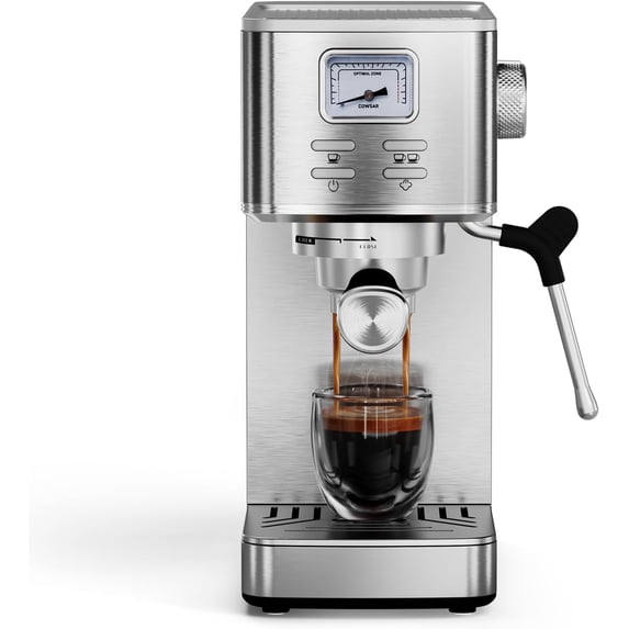 Auseo 20 Bar Espresso Machines with Milk Frother Steam Wand, Espresso Coffee maker with Visual Pressure Gauge, Ground Coffee & Capsule, Espresso/Cappuccino/Latte/Mocha for Home