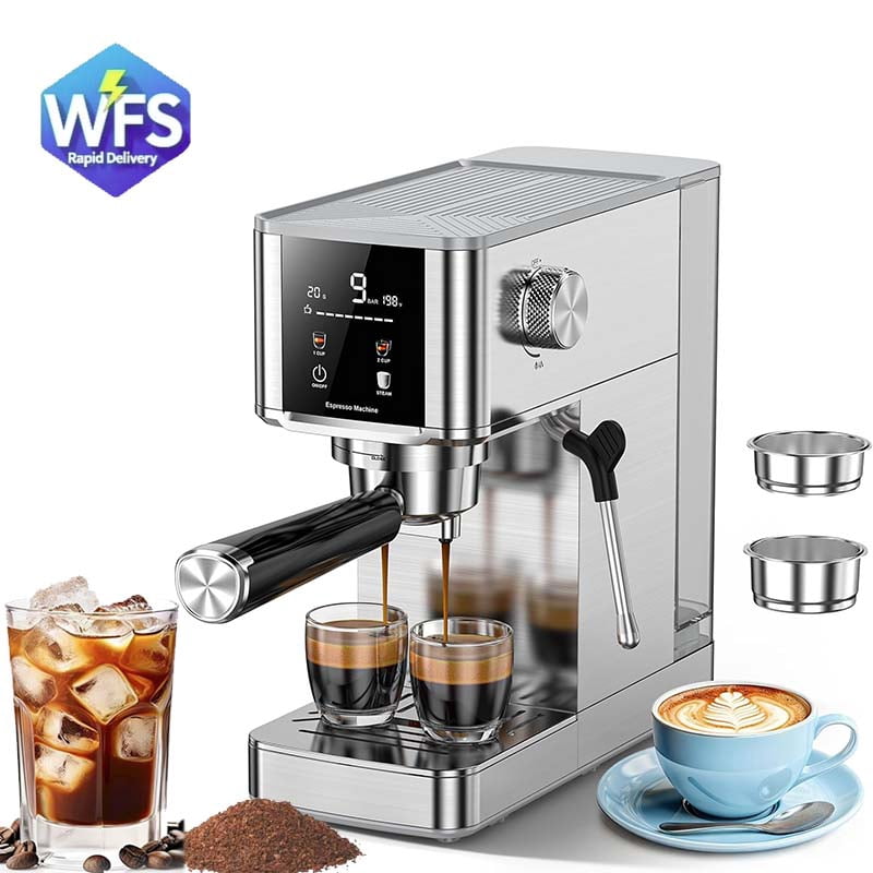 Auseo 20 Bar Espresso Machine with Milk Frother Steam Wand &Color Touchscreen ,1.4L Removable Water Tank， Professional Coffee Maker for Latte & Cappuccino