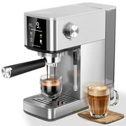 Auseo 20 Bar Coffee Maker with Color Touchscreen, Espresso Machine with Milk Frother Steam Wand, 1.4L Removable Water Tank – Stainless Steel Cappuccino & Latte Maker