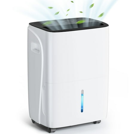 KISSAIR 60 Pints Dehumidifier, 3000 Sq. Ft Coverage Area with 1.06 gal Water Tank, 24H Timer, Auto Defrost & Drain, Portable Dehumidifier, Basement, Bathroom, Laundry Room