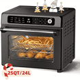 thumbnail image 1 of Auseo 25QT Air Fryer Toaster Oven with Convection, 12-in-1 Preset Cooking Mode, Visible Window and Touchscreen, 1700W, Black, for home/office/kitchen, 1 of 8