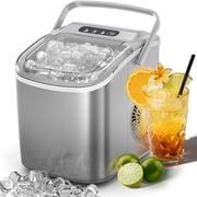 Auseo 26 lbs/24H Countertop Ice Maker Machine, 9 Bullet-Shaped Ice in 6 Min, Auto-Cleaning, Gray