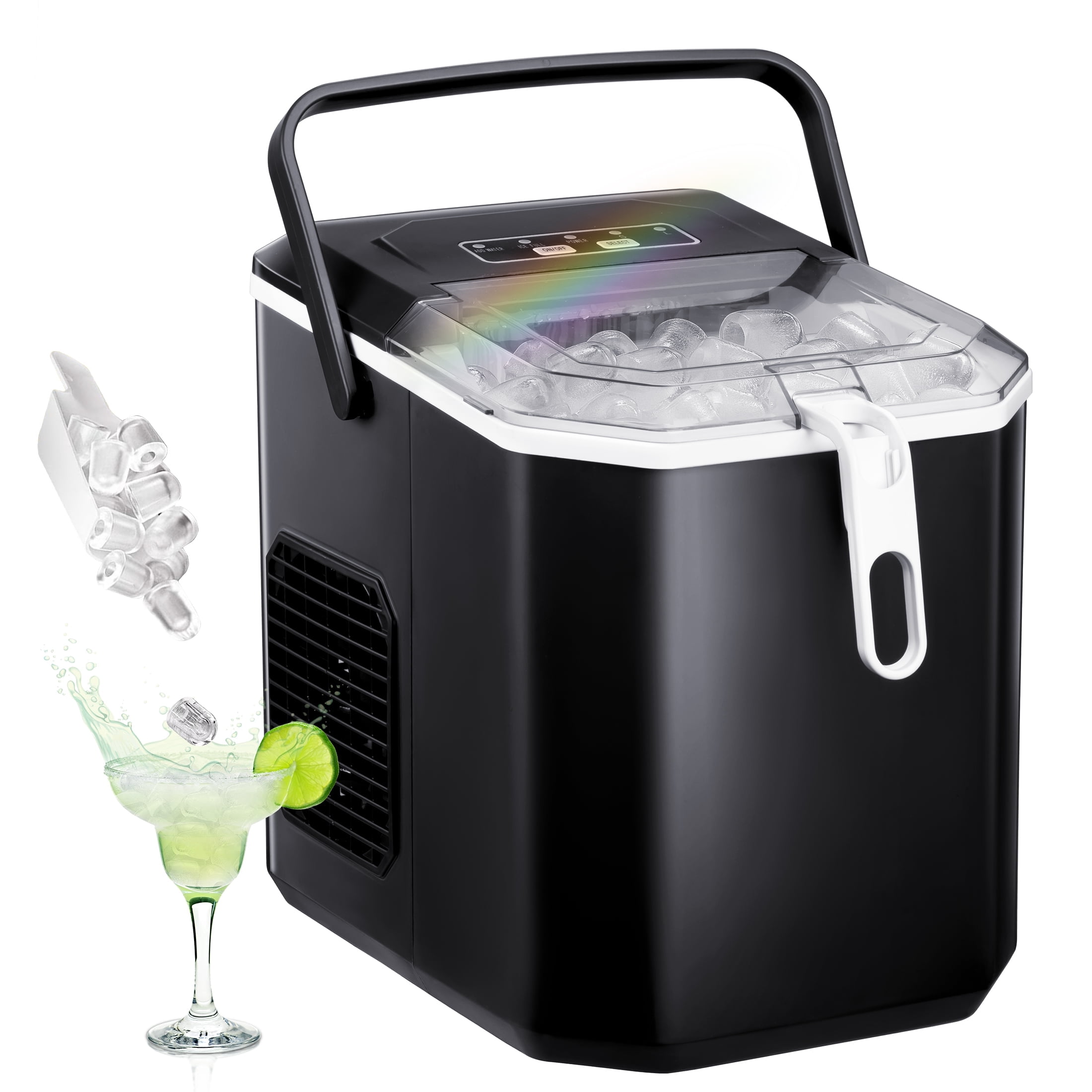 ARLIME Portable Ice Maker Machine - 26 Lbs/24H, Bullet Ice In 8 Mins, Countertop With Scoop & Basket (Silver)