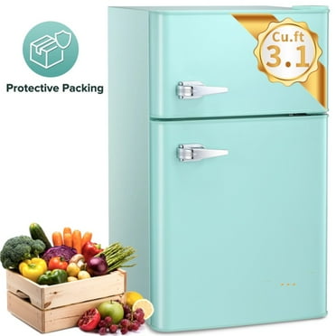 Auseo 3.1 Cu.Ft Mini Fridge 2 Door, Small Fridge 115 Volt/60 Hz, Low Noise Mini Refrigerator with Adjustable Temperature, Removable Shelves, Suitable for Home/Kitchen/Office/Dorm/Apt-Green