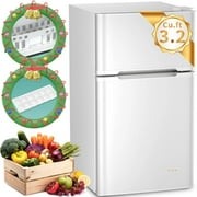 Auseo 3.2 Cu.Ft Mini Fridge 2 Door, Small Fridge 115 Volt/60 Hz, Low Noise Mini Refrigerator with Adjustable Temperature, Removable Shelves, Suitable for Home/Kitchen/Office/Dorm/Apt-White