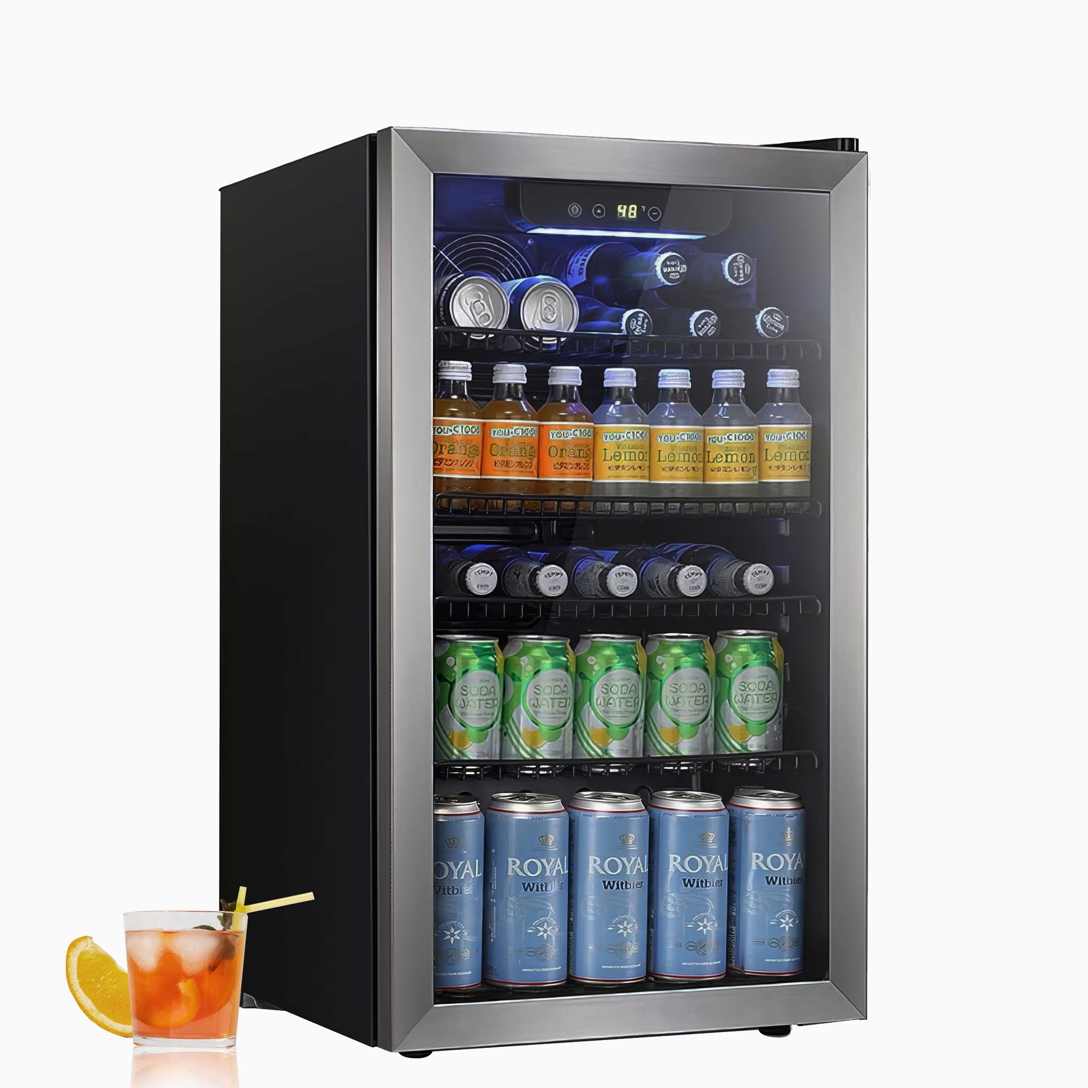 Deco Chef Beverage Bundle, 118-Can Mini Fridge with Glass Door and 40LB Per  Day Countertop Stainless Steel Ice Maker for Home or Office 