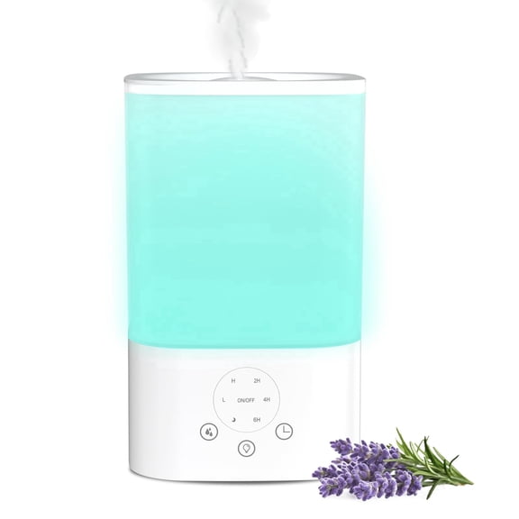 Auseo 3.2L Cool Mist Humidifier, Top fill Humidifier, 7 Color LED Light, 360Nozzle & Quite Ultrasonic Humidifier, 40H Runtime, Tap to Operate