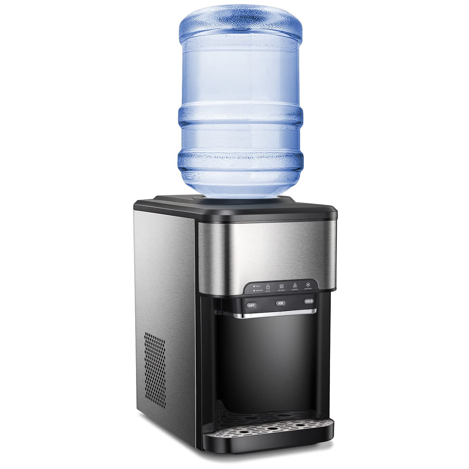 UMOMO Top Loading Water Cooler Dispenser, Countertop Water Cooler Dispenser  for Home and Office Use, Holds 3 or 5 Gallon Bottle, Hot & Cold Water