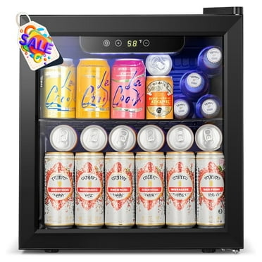 Auseo 55Cans Mini Fridge Cooler,  Beverage Refrigerator Cooler with Glass Door & Adjustable Leveling Legs, Home/Bar/Office